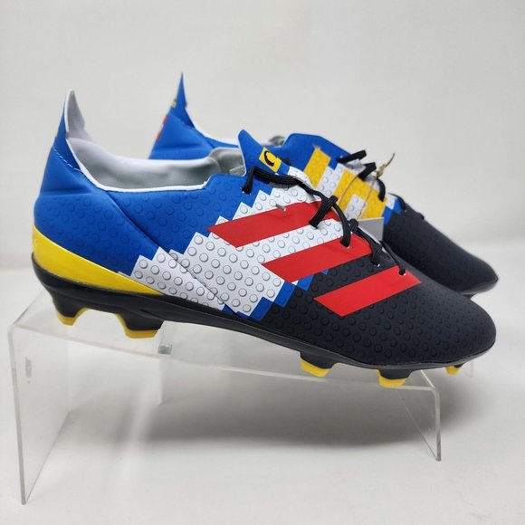 Adidas Soccer Cleats Youth Mens 4 Blue Red Gamemode Lego Spell Out Logo Shoes - Picture 3 of 7